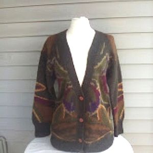 CASUAL CORNER Women's Cardigan Vintage 90s Warm Colors 50% Mohair size M